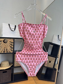 Gucci Pink Floral Cutout One-Piece Swimsuit-6458