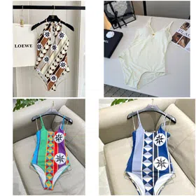Loewe Printed Sexy One-Piece Swimsuit Triangle Backless Style-6469