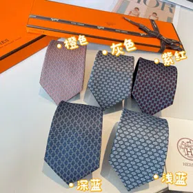 Hermès Classic H-Pattern Silk Business Tie-6546
