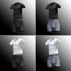 On Quick Dry Running T-shirt Double Layer Shorts Sport Set-6663