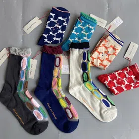 minä perhonen Oval Ruffle Mid-Calf Socks-6706