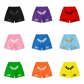 Sp5der Color-Blocked Athleisure Print Drawstring Shorts-6715