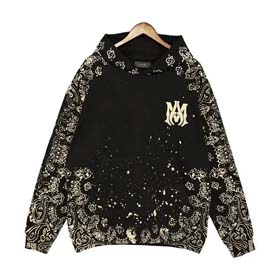 Amiri's new cashew flower and baby's breath print men's and women's casual loose hooded sweatshirt-2511
